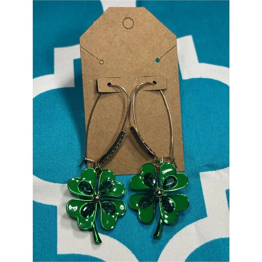 New Green Clover Drop Earrings - Women Jewelry